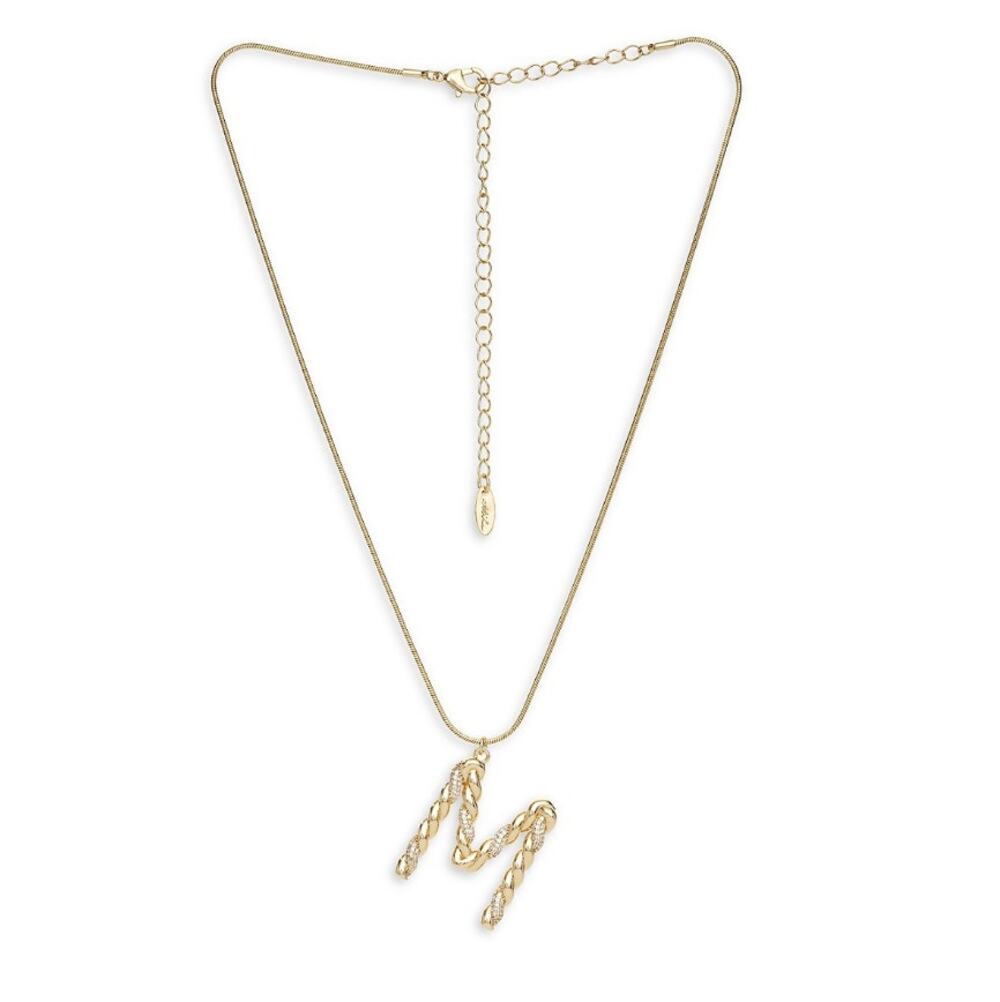 NEW ETTIKA ANTHROPOLOGY 18K Goldplated Twisted Crystal Initial Necklace M